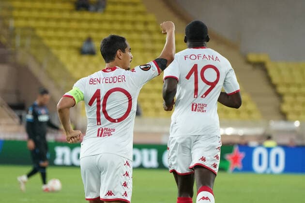 Joie - Wissam Ben Yedder (AS Monaco) - Youssouf Fofana (AS Monaco) FOOTBALL : AS Monaco vs Trabzonspor - Ligue Europa - Phase de groupe - Monaco - 06 10 2022 NorbertScanella Panoramic 