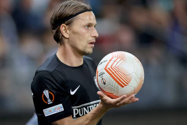 SOCCER - UEFA EL, Sturm vs Lazio GRAZ,AUSTRIA,06.OCT.22 - SOCCER - UEFA Europa League, SK Sturm Graz vs SS Lazio Roma. Image shows Stefan Hierlaender (Sturm).  GEPAxpictures xHansxOberlaender
