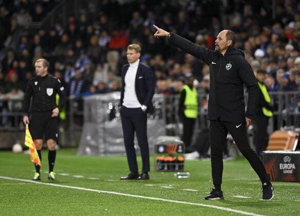 Coach Toni Koskela of HJK and Slovenian coach Ante Simundza (R) of Ludogorets observe the UEFA Europa League Group C first leg football match HJK Helsinki vs PFC Ludogorets Razgrad in Helsinki, Finland on October 6, 2022. Helsinki Finland LKFTJK20221006202230GNJZ  Copyright: xEmmixKorhonenx LKFTJK20221006202230GNJZ