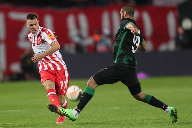 CRVENA ZVEZDA vs FERENCVAROS MARKO GOBELJIC vs AISSA LAIDOUNI football Crvena zvezda vs Ferencvaros UEFA Europa league Rajko Mitic stadium, Belgrad 06.10.2022. Foto: FOOTBALL, UEFA EUROPA LEAGUE, CRVENA ZVEZDA, RED STAR, FERENCVAROS Belgrade Rajko Mitic stadium Serbia Copyright: xMarkoxMetlas xMNxPressx