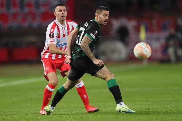 CRVENA ZVEZDA vs FERENCVAROS MARKO GOBELJIC vs ENDRE BOTKA football Crvena zvezda vs Ferencvaros UEFA Europa league Rajko Mitic stadium, Belgrad 06.10.2022. Foto: FOOTBALL, UEFA EUROPA LEAGUE, CRVENA ZVEZDA, RED STAR, FERENCVAROS Belgrade Rajko Mitic stadium Serbia Copyright: xMarkoxMetlas xMNxPressx