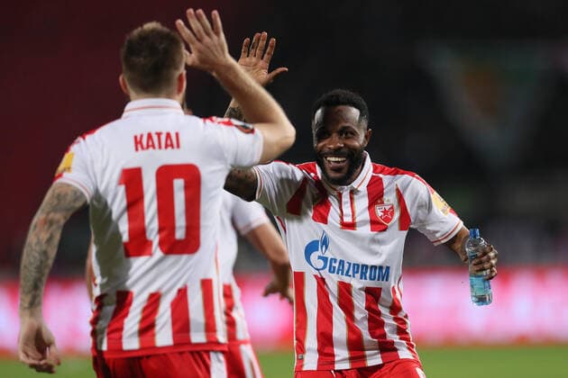 CRVENA ZVEZDA vs FERENCVAROS ALEKSANDAR KATAI and GUELOR KANGA football Crvena zvezda vs Ferencvaros UEFA Europa league Rajko Mitic stadium, Belgrad 06.10.2022. Foto: FOOTBALL, UEFA EUROPA LEAGUE, CRVENA ZVEZDA, RED STAR, FERENCVAROS Belgrade Rajko Mitic stadium Serbia Copyright: xMarkoxMetlas xMNxPressx