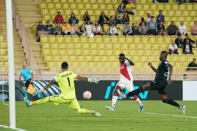 Krepin Diatta (AS Monaco) - Ugurcan Cakir (Trabzonspor) - Stefano Denswil (Trabzonspor) FOOTBALL : AS Monaco vs Trabzonspor - Ligue Europa - Phase de groupe - Monaco - 06 10 2022 NorbertScanella Panoramic 