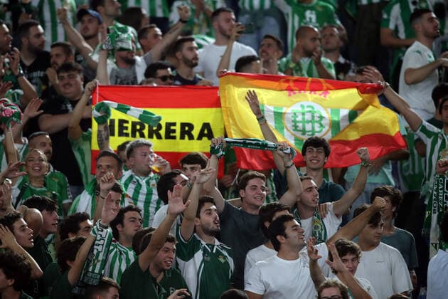 ROME, Italy - 06.10.2022: Real Betis Supporters on the stand before the UEFA Europe League group C match between AS Roma and Real Betis Seville at the Olympic Stadium on October 10, 2022 in Rome, Italy.  Copyright: xMarcoxIacobuccix xipa-agency.netx xMarcoxIacobuccix 0