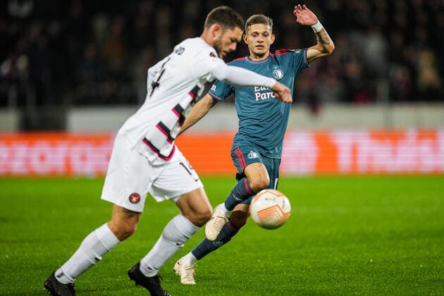 UEFA Europa League: FC Midtjylland v Feyenoord Herning - Sebastian Szymanski of Feyenoord during the match between FC Midtjylland v Feyenoord at MCH Arena on 6 October 2022 in Herning, Denmark. Copyright: xYannickxVerhoevenx