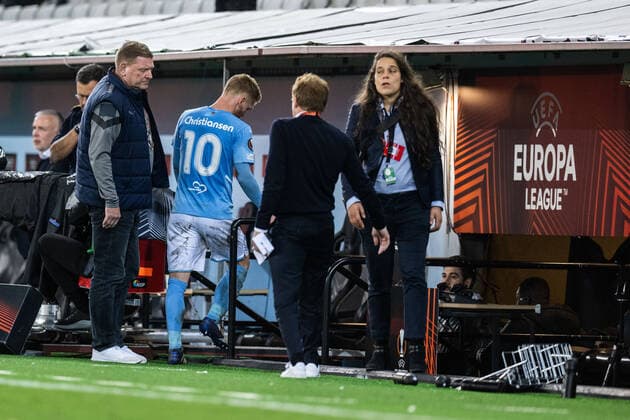 221006 Anders Christiansen of Malmö FF looks dejected after the UEFA Europa League match between Malmö FF and Union Berlin on October 6, 2022 in Malmö. Photo: Petter Arvidson BILDBYRAN kod PA PA0409 fotboll football soccer fotball uefa europa league malmö ff union berlin bbeng depp Copyright: PETTERxARVIDSON BB221006PA159