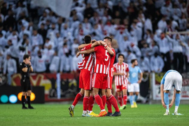 221006 Players of Union Berlin celebrate after the UEFA Europa League match between Malmö FF and Union Berlin on October 6, 2022 in Malmö. Photo: Petter Arvidson BILDBYRAN kod PA PA0409 fotboll football soccer fotball uefa europa league malmö ff union berlin bbeng jubel Copyright: PETTERxARVIDSON BB221006PA160