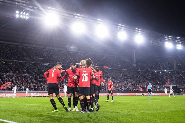 Joie des joueurs de Rennes apres le but de Martin Terrier ( 7 - Rennes ) - FOOTBALL : Rennes vs Dynamo Kiev - Ligue Europa - 06 10 2022 FedericoPestellini Panoramic 