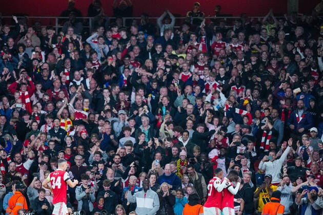 UEFA Europa League 2022 2023 Arsenal Bodo Glimt London, England 20221006 Arsenals players celebrate after scoring during the Europa League group stage match between Arsenal and Bodo Glimt at the Emirates Stadium Photo Beate Oma Dahle NTB London England  Copyright: xBeatexOmaxDahlex xNTBx EDITORIAL USE ONLY. RESTRICTED USE FOR BETTING COMPANIES