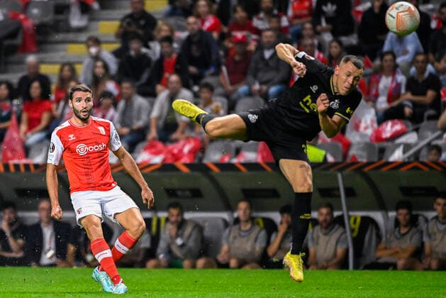 a match between the Portugese club SC Braga and Belgian soccer team Royale Union Saint-Gilloise, Thursday 06 October 2022 in Braga, Portugal, the third game out of six in the group stage of the UEFA Europa League competition. LAURIExDIEFFEMBACQ  x46401009x