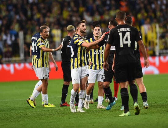 Ismail Yuksek 60 and Emre Mor of Fenerbahce during the UEFA Europa League group B match between Fenerbahce and AEK Larnaca at Ulker Sukru Saracoglu Stadium in Istanbul, Turkey on October 6, 2022. ( Photo by Seskimphoto ) Fenerbahce v AEK Larnaca - UEFA Europa League Match 