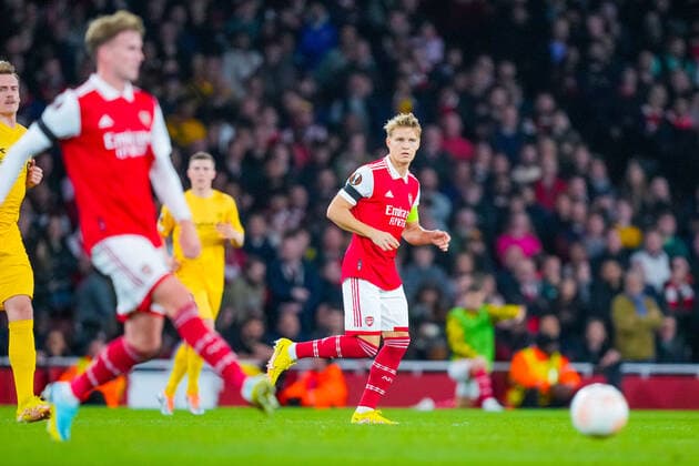 UEFA Europa League 2022 2023 Arsenal Bodo Glimt London, England 20221006 Arsenals Martin odegaard during the Europa League group stage match between Arsenal and Bodo Glimt at the Emirates Stadium Photo Beate Oma Dahle NTB London England  Copyright: xBeatexOmaxDahlex xNTBx EDITORIAL USE ONLY. RESTRICTED USE FOR BETTING COMPANIES