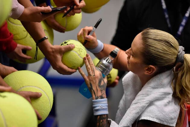 Tereza Martincova of Czech Republic after the WTA, Tennis Damen Agel Open 2022 women s tennis tournament match against Ekaterina Alexandrova of Russia, on October 7, 2022, in Ostrava, Czech Republic. (CTKxPhoto JaroslavxOzana) CTKPhotoP2022100710256  JAO 77