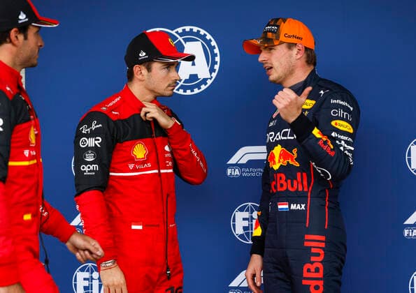 55 Carlos Sainz (ESP, Scuderia Ferrari), 16 Charles Leclerc (MCO, Scuderia Ferrari), 1 Max Verstappen (NLD, Oracle Red Bull Racing), F1 Grand Prix of Japan at Suzuka International Racing Course on October 8, 2022 in Suzuka, Japan. (Photo by HOCH ZWEI) Suzuka Japan