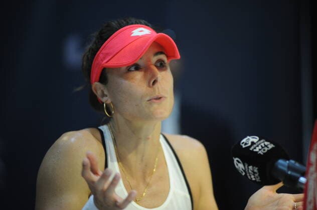 October 8, 2022, Monastir, Tunisia: The French AlizÅ½ Cornet during the press conference, PK, Pressekonferenz after her victory in the semi-final of the Jasmin Open Monastir tournament against the Russian. Tunisia - ZUMAm107 20221008_zaf_m107_045 Copyright: xChokrixMahjoubx