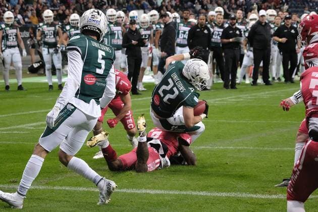 08.10.2022 xkhx Frankfurt am Main, Deutsche Bank Park, German Football League (GFL) Erima German Bowl XLIII - Finale Potsdam Royals - Schwäbisch Hall Unicorns Mikey Alfieri (22, Schwäbisch Hall Unicorns)