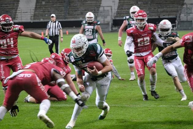 08.10.2022 xkhx Frankfurt am Main, Deutsche Bank Park, German Football League (GFL) Erima German Bowl XLIII - Finale Potsdam Royals - Schwäbisch Hall Unicorns Hennessey Reilly (11, Schwäbisch Hall Unicorns)