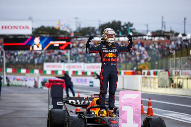 1 Max Verstappen (NLD, Oracle Red Bull Racing) celebrates becoming the 2022 Drivers World Champion, F1 Grand Prix of Japan at Suzuka International Racing Course on October 9, 2022 in Suzuka, Japan. (Photo by HOCH ZWEI) Suzuka Japan