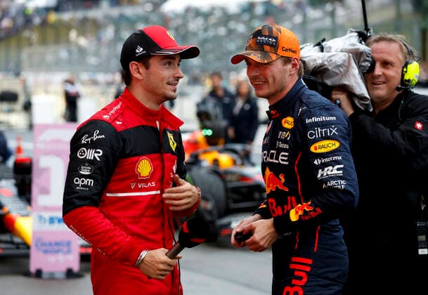 16 Charles Leclerc (MCO, Scuderia Ferrari), 1 Max Verstappen (NLD, Oracle Red Bull Racing), F1 Grand Prix of Japan at Suzuka International Racing Course on October 9, 2022 in Suzuka, Japan. (Photo by HOCH ZWEI) Suzuka Japan