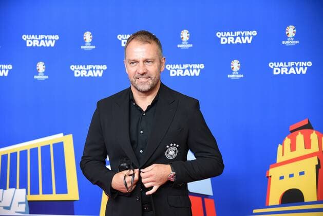 09.10.2022 Frankfurt am Main, EURO2024 Qualifying Draw EM 2024 Auslosung der Qualifikationsgruppen, Festhalle Frankfurt Bundestrainer Hansi Flick (Deutschland Germany) emspor, DFL regulations prohibit any use of photographs as image sequences and or quasi-video