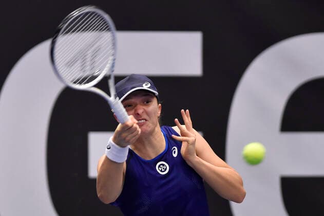 Iga Swiatek of Poland in action during the WTA, Tennis Damen Agel Open 2022 women s tennis tournament final match against Barbora Krejcikova of Czech Republic, on October 9, 2022, in Ostrava, Czech Republic. (CTKxPhoto JaroslavxOzana) CTKPhotoP2022100904200  JAO 05