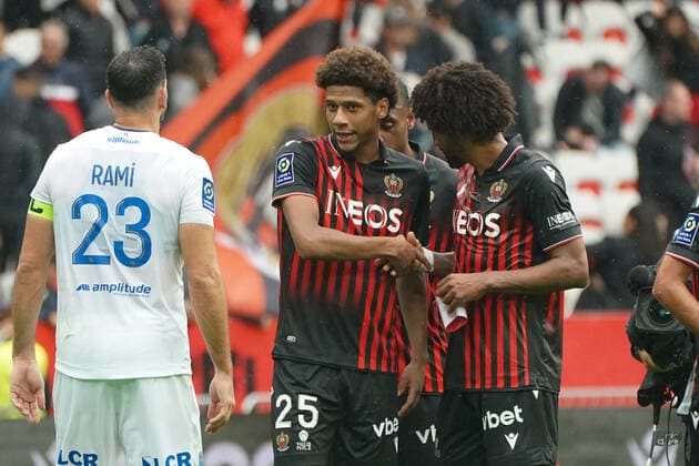Fin de match - Jean Clair Todibo (OGC Nice) - Dante (OGC Nice) FOOTBALL : OGC Nice vs Troyes - Ligue 1 Uber Eats - Nice - 09 10 2022 NorbertScanella Panoramic 
