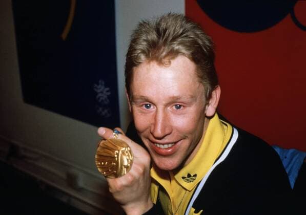 CALGARY 19880117 Gunde Svan med sina guldmedaljer vid OS i Calgary Calgary Kanada Skidor x1001x *** CALGARY 19880117 Gunde Svan with his gold medals at the Calgary Olympics Calgary Canada Skiing x1001x  Copyright: xJanxCollsiööx OS 1988