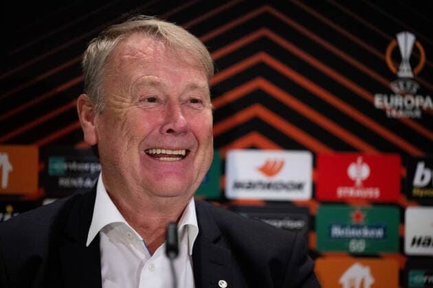 221012 Head coach Age Hareide during a press conference, PK, Pressekonferenz with Malmö FF on October 12, 2022 in Berlin. Photo: Petter Arvidson BILDBYRAN kod PA PA0414 fotboll football soccer fotball uefa europa league presskonferens press conference malmö ff bbeng Copyright: PETTERxARVIDSON BB221012PA122