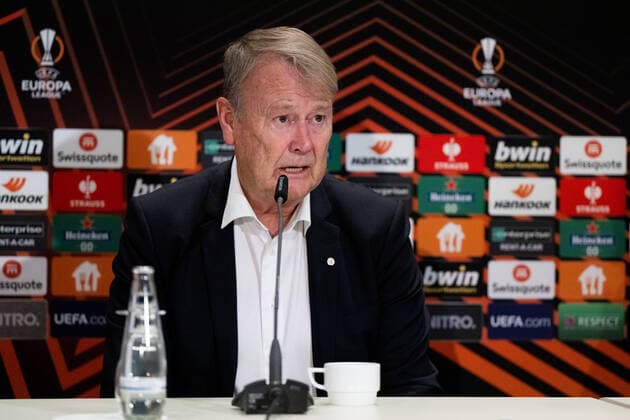 221012 Head coach Age Hareide during a press conference, PK, Pressekonferenz with Malmö FF on October 12, 2022 in Berlin. Photo: Petter Arvidson BILDBYRAN kod PA PA0414 fotboll football soccer fotball uefa europa league presskonferens press conference malmö ff bbeng Copyright: PETTERxARVIDSON BB221012PA125