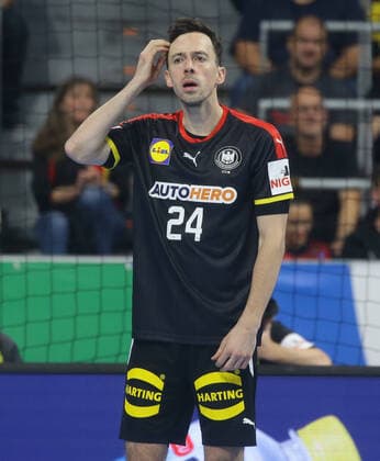 Mannheim , Handball Länderspiel Deutschland vs. Schweden , Patrick Groetzki ( GER )