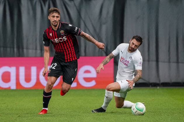 Mattia Viti (OGC Nice) FOOTBALL : OGC Nice vs Slovacko - europa conference league - Phase de groupe - Nice - 13 10 2022 NorbertScanella Panoramic 