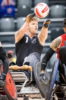 Canada vs. New Zealand, 2022 Wheelchair Rugby World Championship, WM, Weltmeisterschaft Vejle; 15.10.22 Cameron Leslie (no. 01, Team New Zealand) Copyright: xBEAUTIFULxSPORTS MarioxM.xKobergx