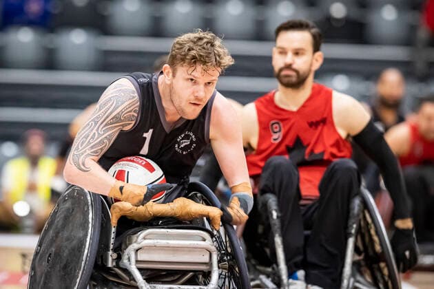 Canada vs. New Zealand, 2022 Wheelchair Rugby World Championship, WM, Weltmeisterschaft Vejle; 15.10.22 Cameron Leslie (no. 01, Team New Zealand) Copyright: xBEAUTIFULxSPORTS MarioxM.xKobergx