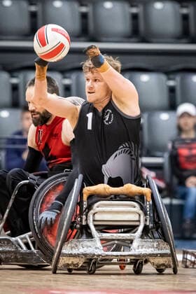 Canada vs. New Zealand, 2022 Wheelchair Rugby World Championship, WM, Weltmeisterschaft Vejle; 15.10.22 Cameron Leslie (no. 01, Team New Zealand) Copyright: xBEAUTIFULxSPORTS MarioxM.xKobergx
