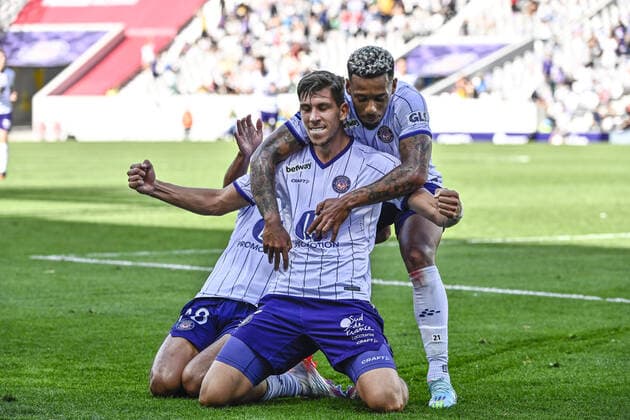 But et joie Stijn Spierings (tfc) FOOTBALL : Toulouse vs Angers - 11eme Journee de L1 UBEREATS - Toulouse - 16 10 2022 ThierryBreton Panoramic 