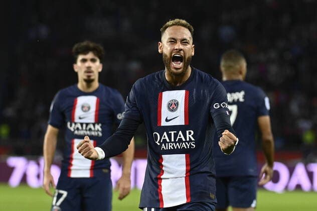 Sport Themen der Woche KW41 Joy of Neymar Jr after his goal during the match of the 11th day of Ligue 1 Uber Eats, between PSG and Olympic de Marseille, at Parc des Princes, October 16, 2022.  JulienxMattiax xLexPictorium LePictorium_0268759