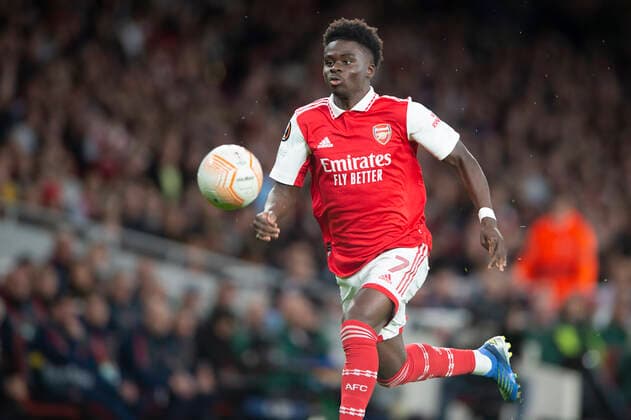 Bukayo Saka of Arsenal during the UEFA Europa League match between Arsenal and PSV Eindhoven at the Emirates Stadium, London, England on 20 October 2022. Copyright: xSalvioxCalabresex 33860003