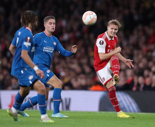 Arsenal v PSV Eindhoven 20 October 2022, London - Europa League Group Stage - Arsenal v PSV Eindhoven - Martin Odegaard of Arsenal - Photo: Jacques Feeney Offside. London UK Copyright: xJacquesxFeeneyx xOffsidexOffside