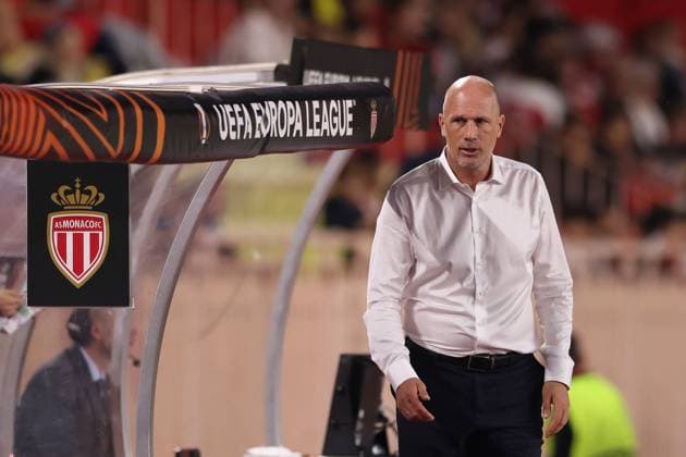 Monaco, Monaco, 6th October 2022. Philippe Clement Head coach of AS Monaco reacts during the UEFA Europa League match at Stade Louis II, Monaco. Picture credit should read: Jonathan Moscrop Sportimage EDITORIAL USE ONLY. No use with unauthorised audio, video, data, fixture lists, club league logos or live services. Online in-match use limited to 120 images, no video emulation. No use in betting, games or single club league player publications. SPI-1903-0048
