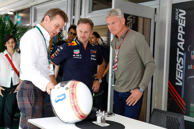 Christian Horner (GBR, Oracle Red Bull Racing), David Coulthard (GBR), F1 Grand Prix of USA at Circuit of The Americas on October 21, 2022 in Austin, United States of America. (Photo by HOCH ZWEI) Austin United States of America