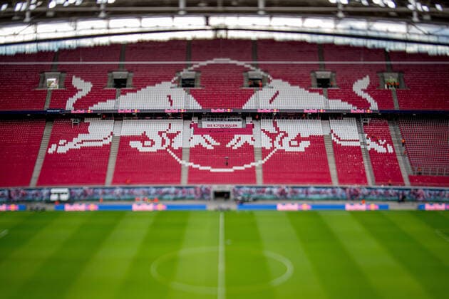 Uebersicht ueber die Red Bull Arena, Heimstaette von Fussball Bundesligist RB Leipzig. Fussball 1. Bundesliga, 10. Spieltag: RB Leipzig - Hertha BSC 3:2. 15. Oktober 2022: Leipzig, Red Bull Arena. RB Leipzig - Hertha BSC 3:2
