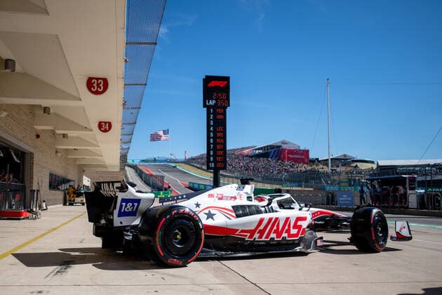 Kevin Magnussen (DEN, Haas F1 Team 20) im VF-22 faehrt aus der Box, USA, Formel 1 Grand Prix der USA, Circuit of the Americas Austin, 3. Freies Training, 22.10.2022 USA, Formel 1 Grand Prix der USA, Circuit of the Americas Austin, 3. Freies Training, 22.10.2022 Austin Copyright: xEibner Memmlerx EP_MMR
