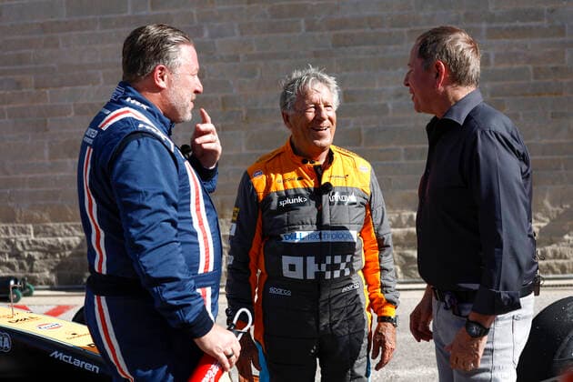 Zak Brown (USA, McLaren F1 Team), Mario Andretti (USA), F1 Grand Prix of USA at Circuit of The Americas on October 22, 2022 in Austin, United States of America. (Photo by HOCH ZWEI) Austin United States of America