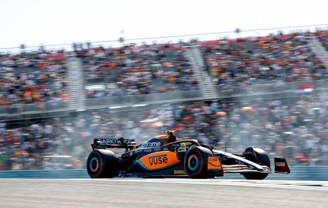 4 Lando Norris (GBR, McLaren F1 Team), F1 Grand Prix of USA at Circuit of The Americas on October 22, 2022 in Austin, United States of America. (Photo by HOCH ZWEI) Austin United States of America