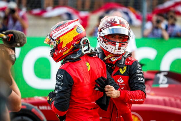55 Carlos Sainz (ESP, Scuderia Ferrari), 16 Charles Leclerc (MCO, Scuderia Ferrari), F1 Grand Prix of USA at Circuit of The Americas on October 22, 2022 in Austin, United States of America. (Photo by HOCH ZWEI) Austin United States of America