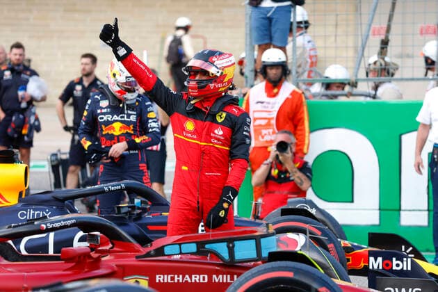55 Carlos Sainz (ESP, Scuderia Ferrari), F1 Grand Prix of USA at Circuit of The Americas on October 22, 2022 in Austin, United States of America. (Photo by HOCH ZWEI) Austin United States of America