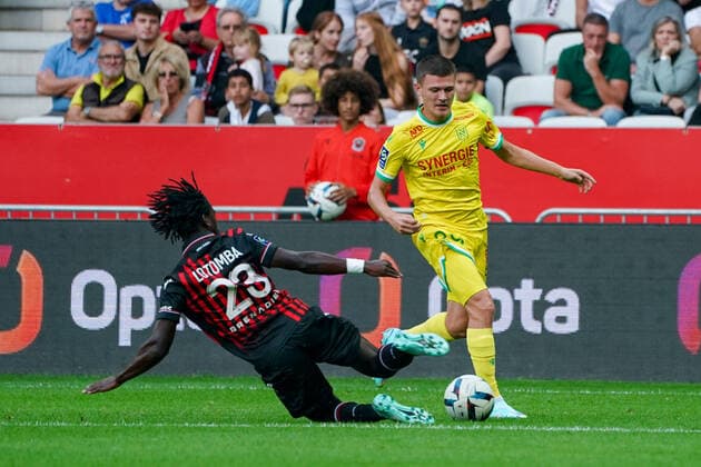 Quentin Merlin (FC Nantes) - Jordan Lotomba (OGC Nice) FOOTBALL : OGC Nice vs FC Nantes - Ligue 1 Uber Eats - Nice - 23 10 2022 NorbertScanella Panoramic 