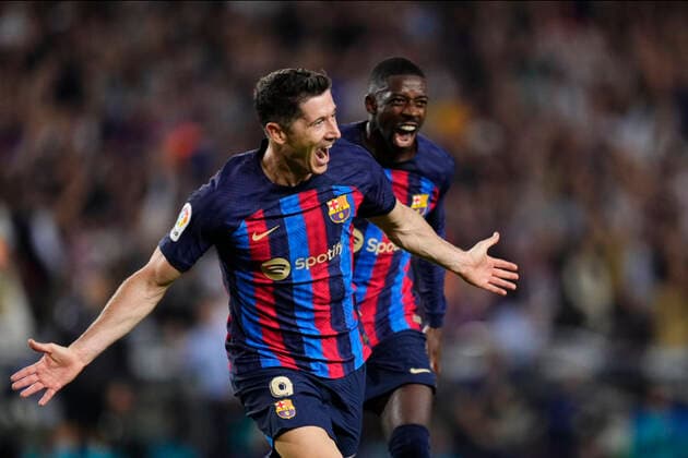Sport Themen der Woche KW42 Sport Bilder des Tages FC Barcelona, Barca v Athletic Club - LaLiga Santander Robert Lewandowski centre-forward of Barcelona and Poland celebrates after scoring his sides first goal during the La Liga Santander match between FC Barcelona and Athletic Club at Spotify Camp Nou on October 23, 2022 in Barcelona, Spain. Barcelona Spain  Copyright: xJosexBretonx originalFilename:breton-fcbarcel221023_npDJf.jpg