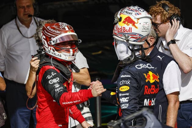 LECLERC Charles (mco), Scuderia Ferrari F1-75, portrait VERSTAPPEN Max (ned), Red Bull Racing RB18, portrait during the Formula 1 Aramco United States Grand Prix 2022, 19th round of the 2022 FIA Formula One World Championship, WM, Weltmeisterschaft from October 21 to 23, 2022 on the Circuit of the Americas, in Austin, Texas - F1 - UNITED STATES GRAND PRIX 2022 - RACE DPPI Panoramic 00122044__R3_6144