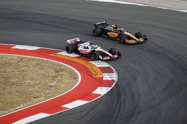 47 Mick Schumacher (DEU, Haas F1 Team), 3 Daniel Ricciardo (AUS, McLaren F1 Team), F1 Grand Prix of USA at Circuit of The Americas on October 23, 2022 in Austin, United States of America. (Photo by HOCH ZWEI) Austin United States of America
